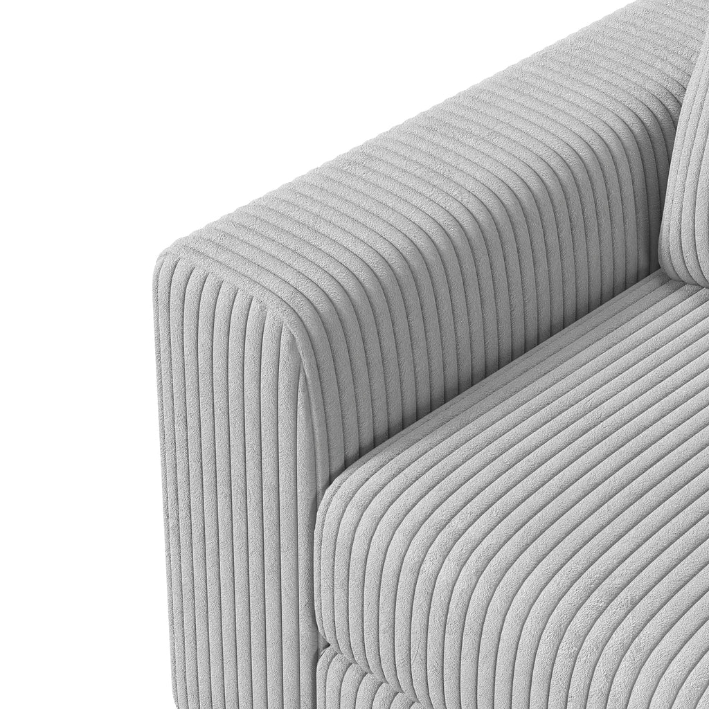Canapé d'Angle Modulaire Velours Côtelé avec Accoudoirs Larges – Beige ou Gris, 100% Personnalisable