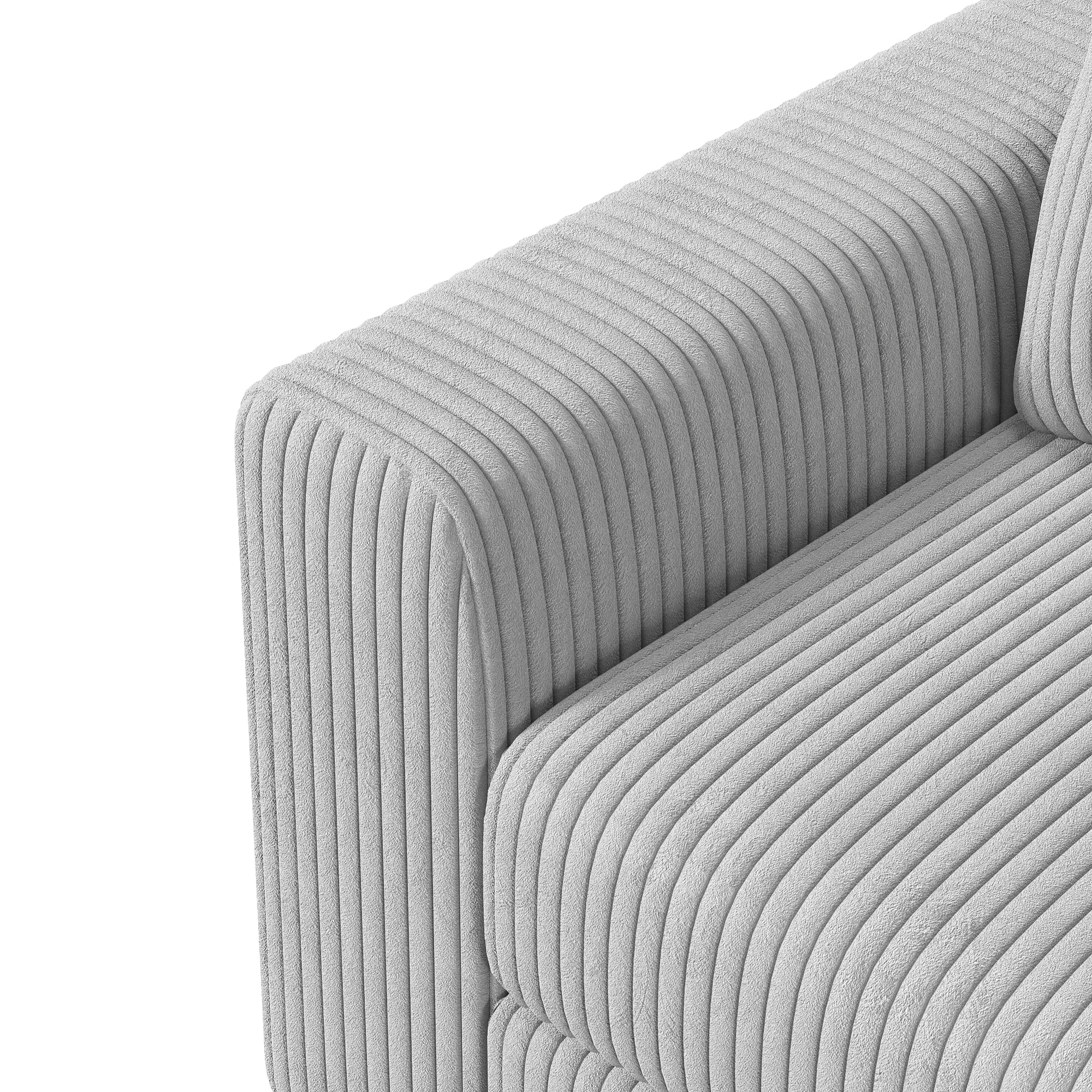 Canapé d'Angle Modulaire Velours Côtelé avec Accoudoirs Larges – Beige ou Gris, 100% Personnalisable