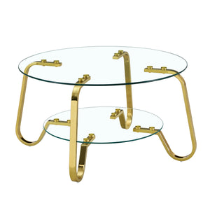 Table Basse Rétro Métal & Verre Trempé – Élégance Discrète, Double Plateau