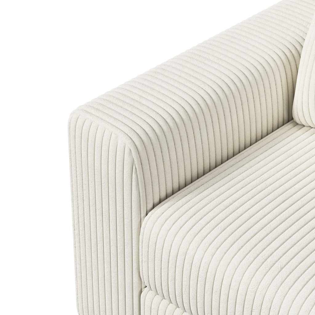 Canapé d'Angle Modulaire Velours Côtelé avec Accoudoirs Larges – Beige ou Gris, 100% Personnalisable