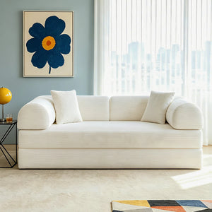 Canapé-Lit Double Velours Gris – Installation Facile, Sans Montage