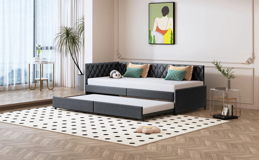 Daybed Convertible Anajqaqia Velours 90x200cm – Élégance & Polyvalence pour Chambre d'Amis