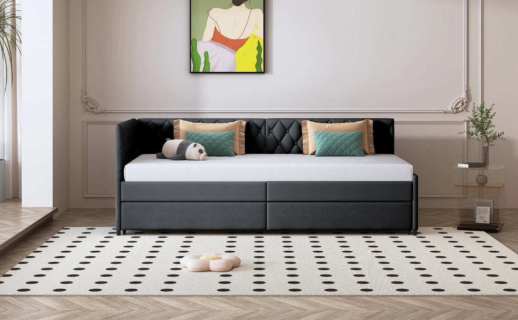 Daybed Convertible Anajqaqia Velours 90x200cm – Élégance & Polyvalence pour Chambre d'Amis