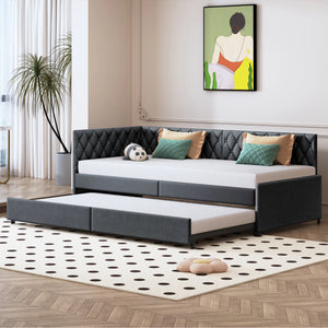 Daybed Convertible Velours 90x200cm – Élégant et Pratique pour Chambre d'Amis