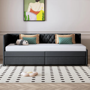 Daybed Convertible Velours 90x200cm – Élégant et Pratique pour Chambre d'Amis