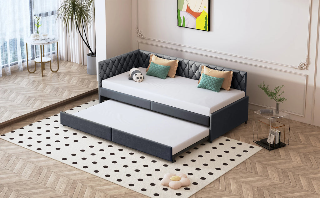 Daybed Convertible Anajqaqia Velours 90x200cm – Élégance & Polyvalence pour Chambre d'Amis