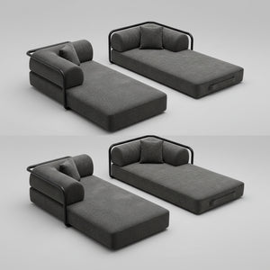 Canapé-Lit Double Velours Gris – Installation Facile, Sans Montage