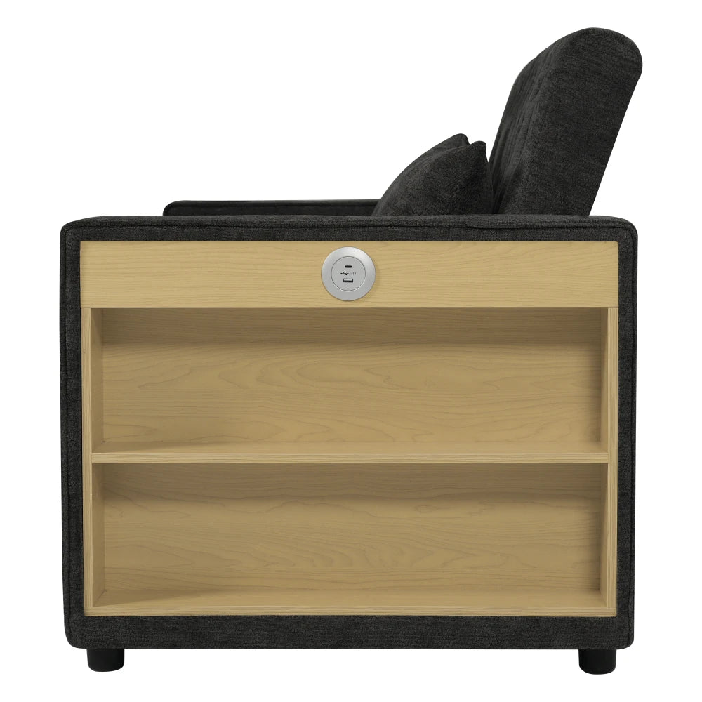 Canapé-Lit Pliant PINGGO Multifonction avec Rangement, USB & Porte-Gobelet – Gain de Place