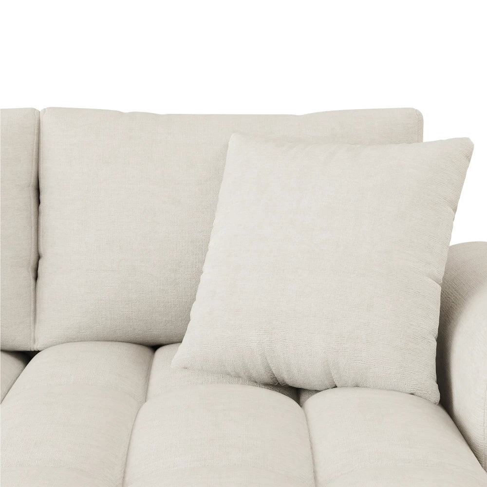 Canapé d'Angle Convertible en L Chenille avec 2 Coussins Décoratifs – Confort Élégant Salon