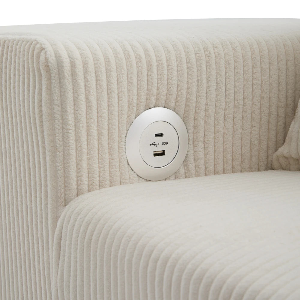 Canapé d'Angle Convertible PINGGO 3 Places avec USB & Étagères Latérales – Fonctionnel & Confortable