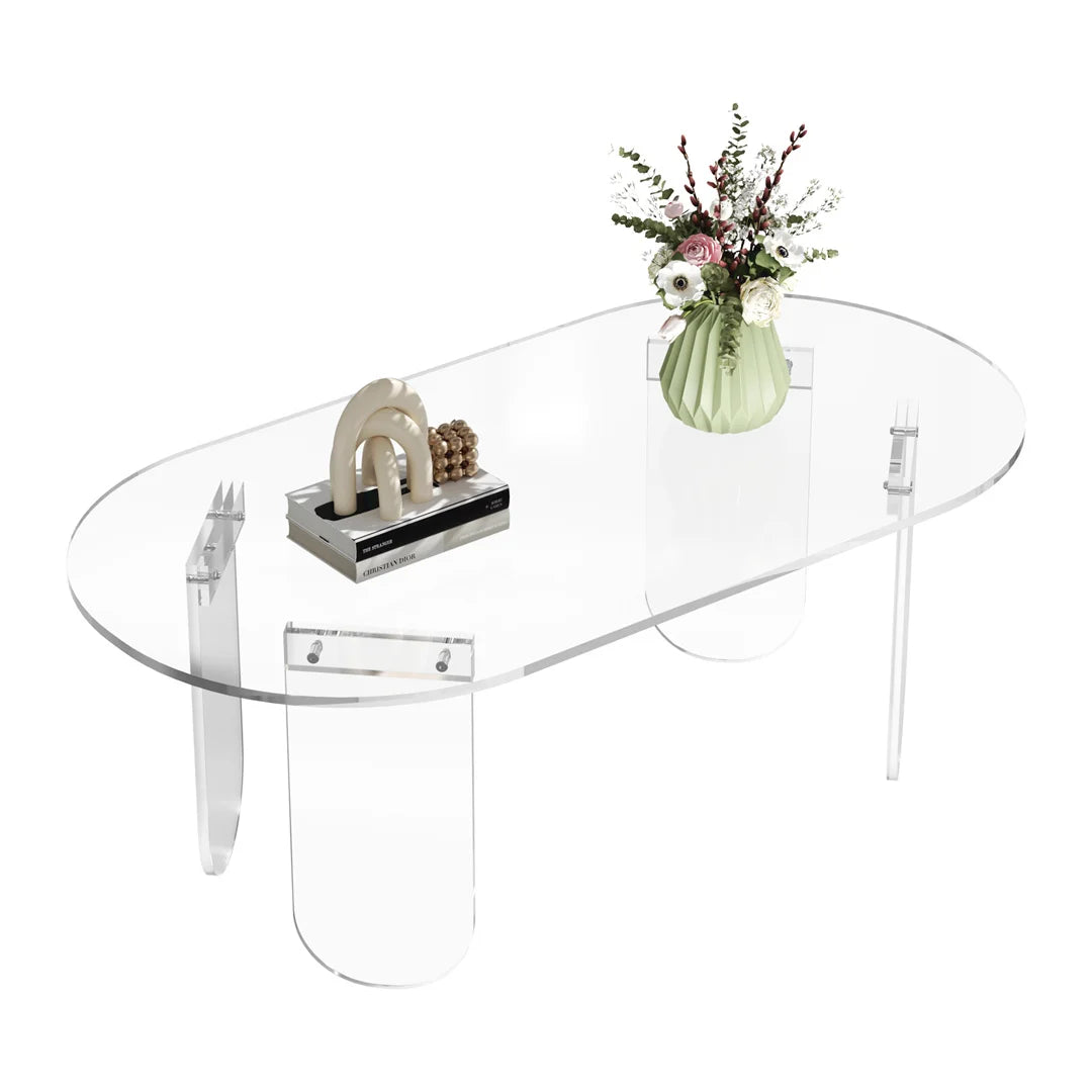 Table Basse Acrylique Transparente Irisée – Légère et Idéale pour Petit Salon