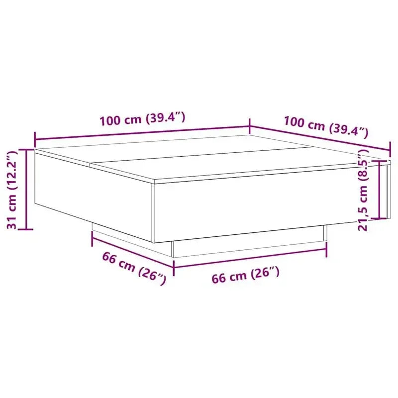 Table Basse LED RGB Ajustable en Bois – Ambiance Lumineuse Personnalisable pour Salon Moderne