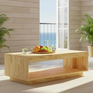 Table Basse en Pin Massif 110x50cm – Bois Naturel, Style Intemporel