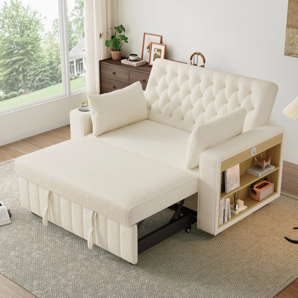 Canapé-Lit Pliant PINGGO Multifonction avec Rangement, USB & Porte-Gobelet – Gain de Place