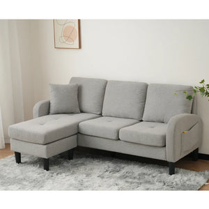 Canapé d'Angle avec Méridienne Lin Coton 166x118cm – Confort Respirant au Quotidien