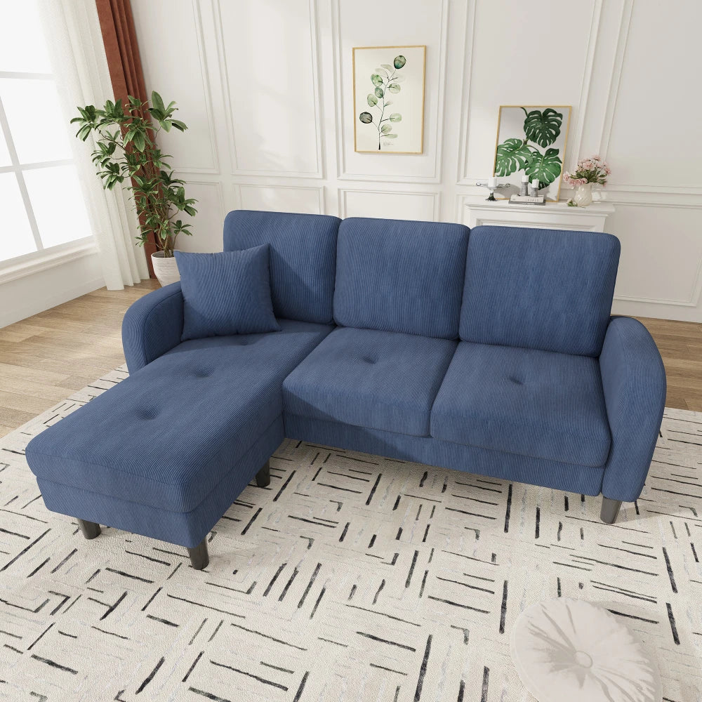 Canapé d'Angle Ye avec Méridienne Lin Coton 166x118cm – Confort Respirant & Modulaire