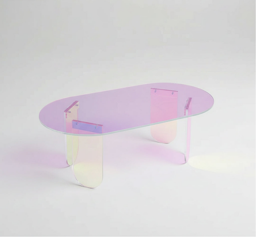 Table Basse Acrylique Transparente Irisée – Design Aérien pour Petit Salon