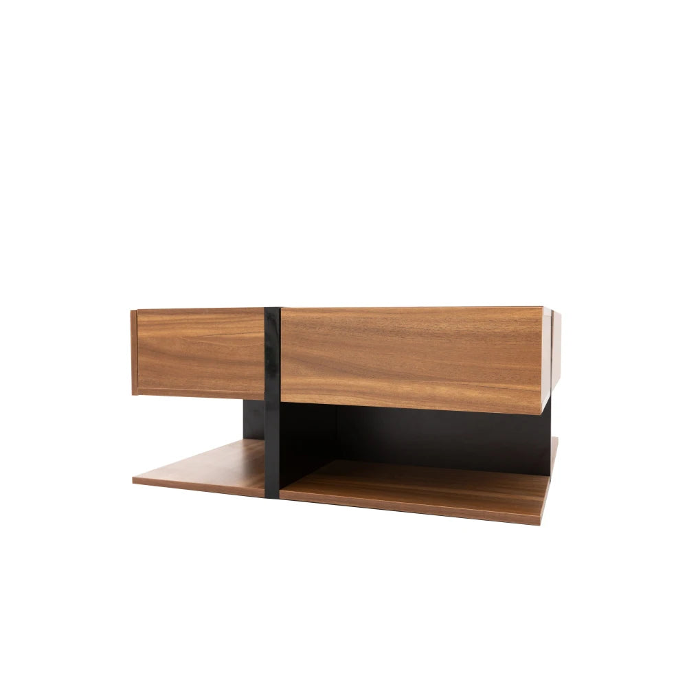 Table Basse PINGGO 78x78cm avec 4 Tiroirs – Design Graphique & Rangement Généreux
