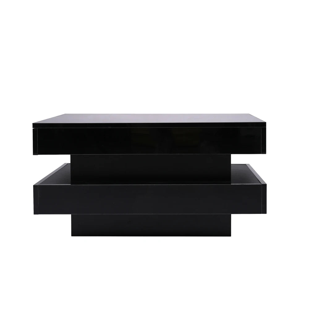 Table Basse Carrée Noire LED Multicolores 70x70cm – Design Moderne pour Salon Contemporain