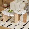 Set de 2 Tables Basses Pliantes Beige – Pratiques pour Salon, Balcon & Terrasse