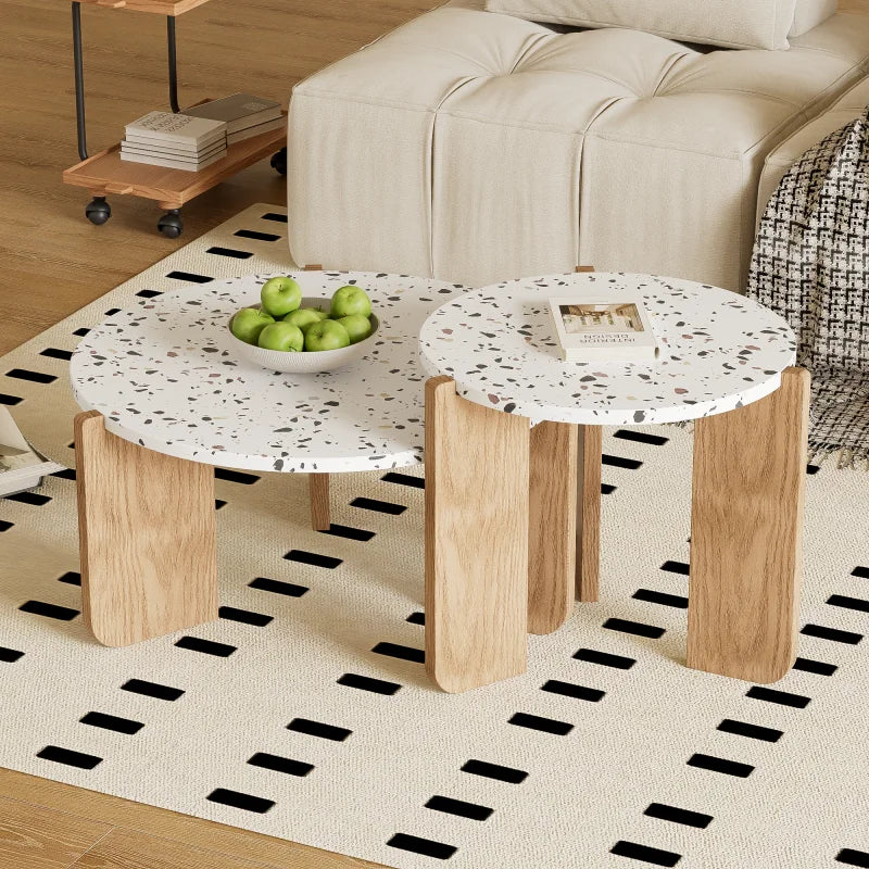 Set de 2 Tables Basses Pliantes Beige – Pratiques en Intérieur comme en Extérieur