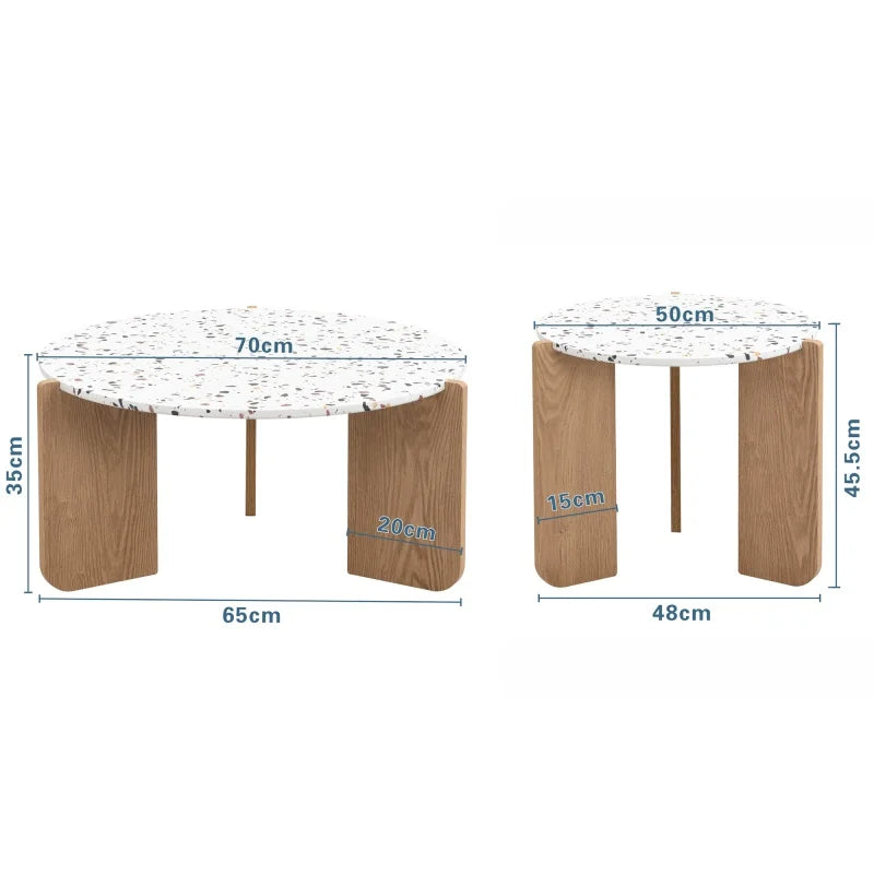 Set de 2 Tables Basses Pliantes Beige – Pratiques pour Salon, Balcon & Terrasse