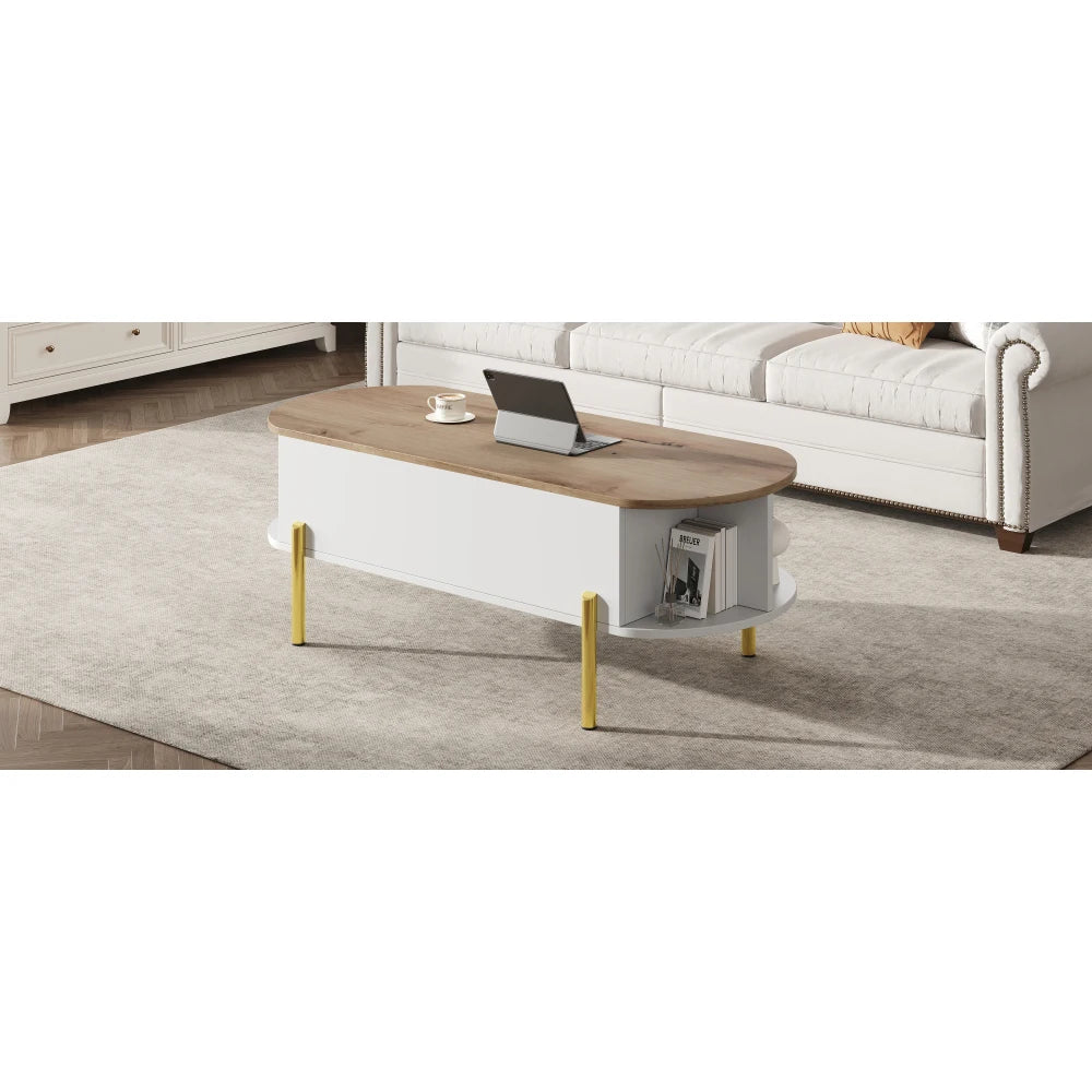 Table Basse Ajustable en Hauteur 120x50cm avec 7 Espaces de Rangement – Praticité Familiale