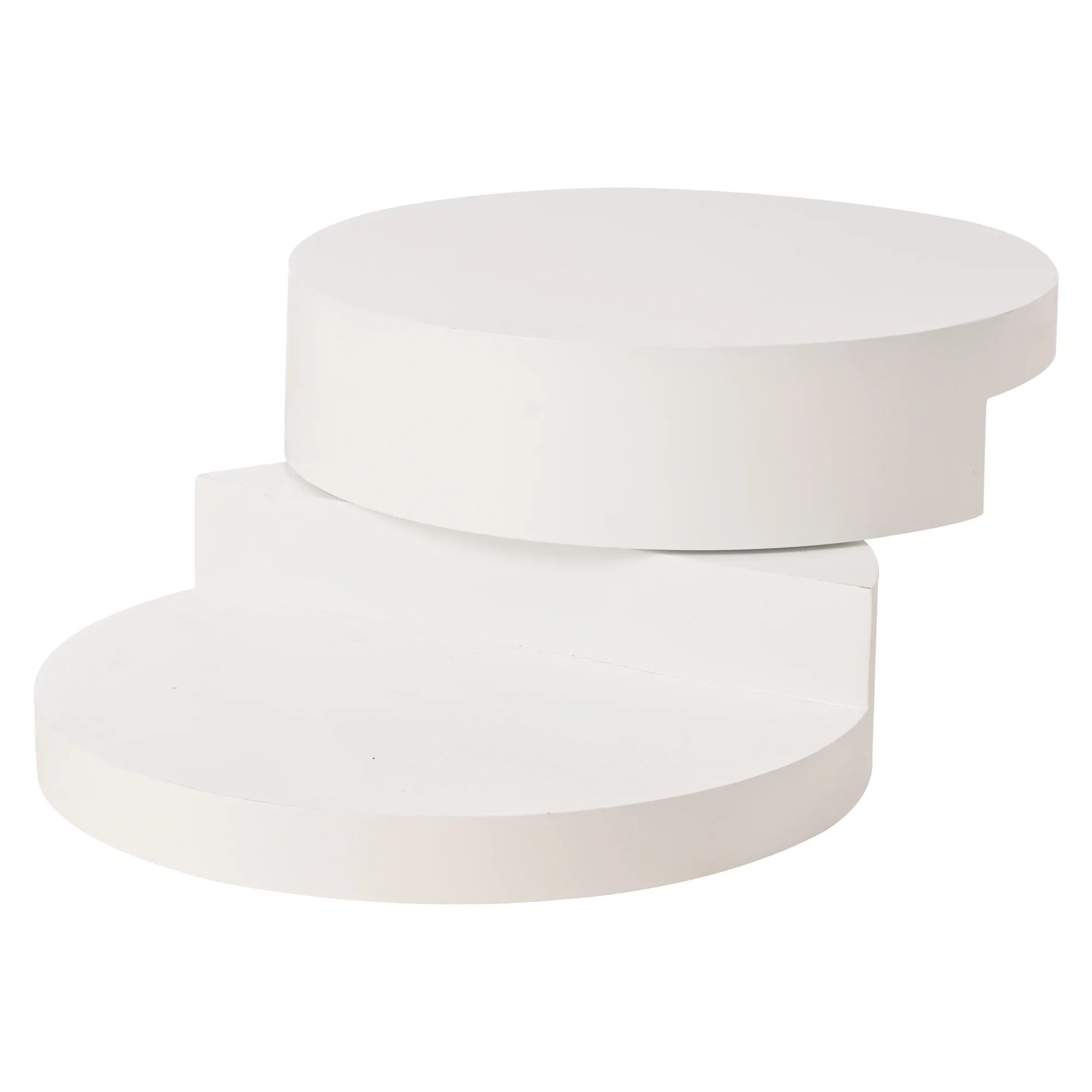 Table Basse Ronde Blanche Pivotante 360° avec LED – Design Cylindrique Moderne 70x70cm