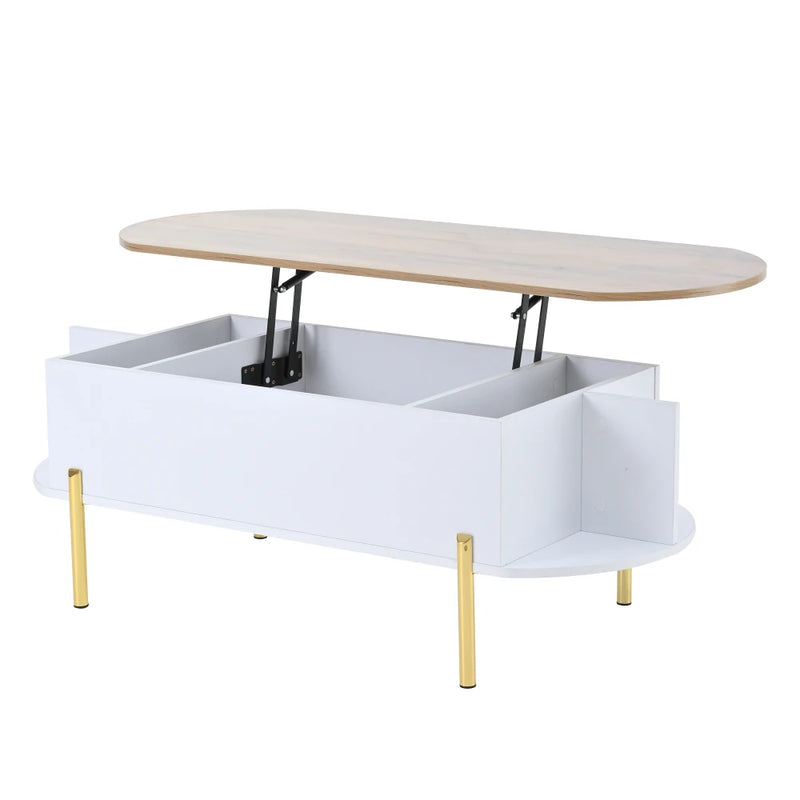 Table Basse Ajustable en Hauteur 120x50cm – 7 Espaces de Rangement pour la Famille