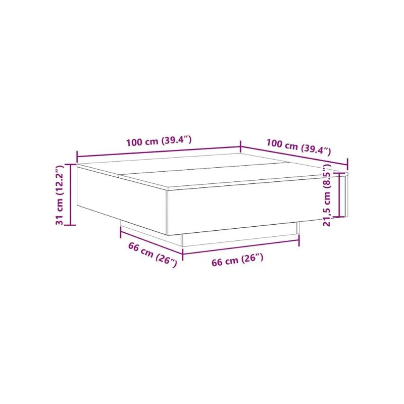 Table Basse LED RGB Ajustable en Bois – Ambiance Lumineuse Personnalisable pour Salon Moderne