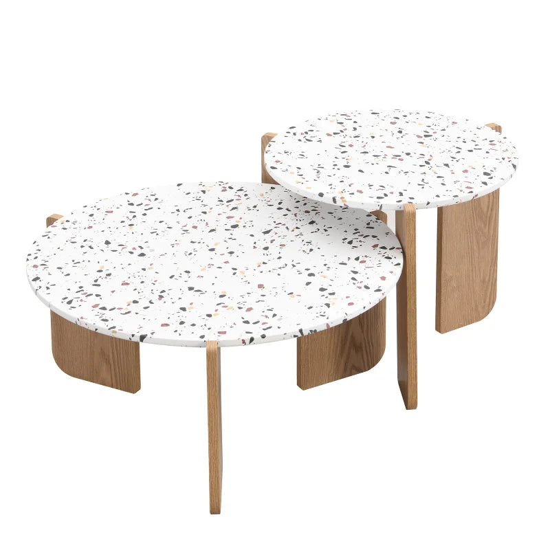 Set de 2 Tables Basses Pliantes Beige – Pratiques en Intérieur comme en Extérieur