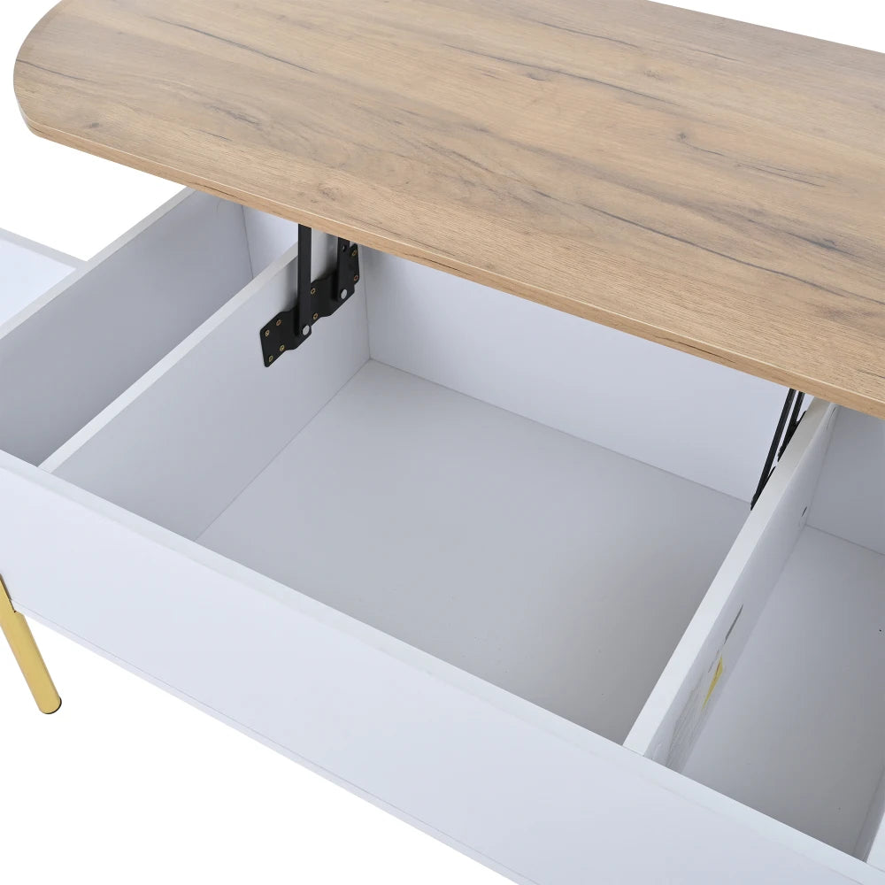 Table Basse Ajustable en Hauteur 120x50cm avec 7 Espaces de Rangement – Praticité Familiale