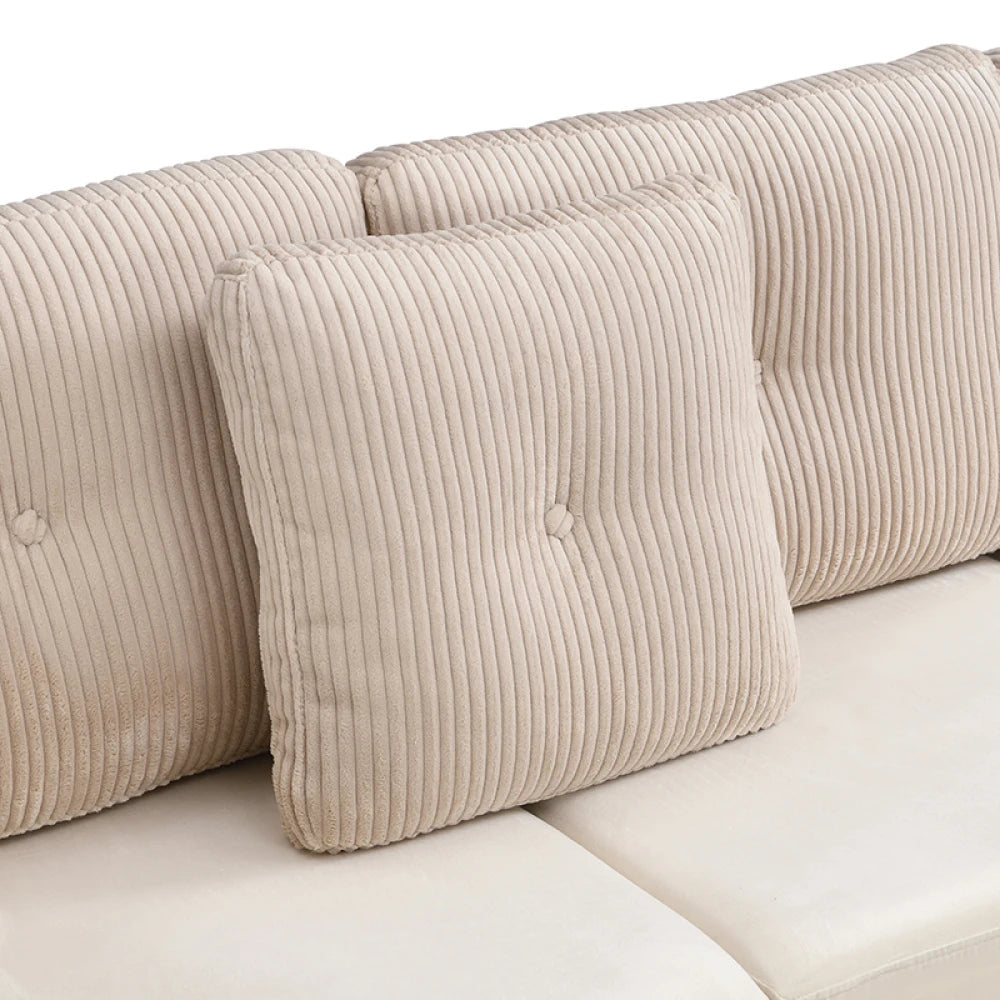 Canapé Modulaire en U avec Espace de Rangement – Velours & Cordon, Confort Haute Densité