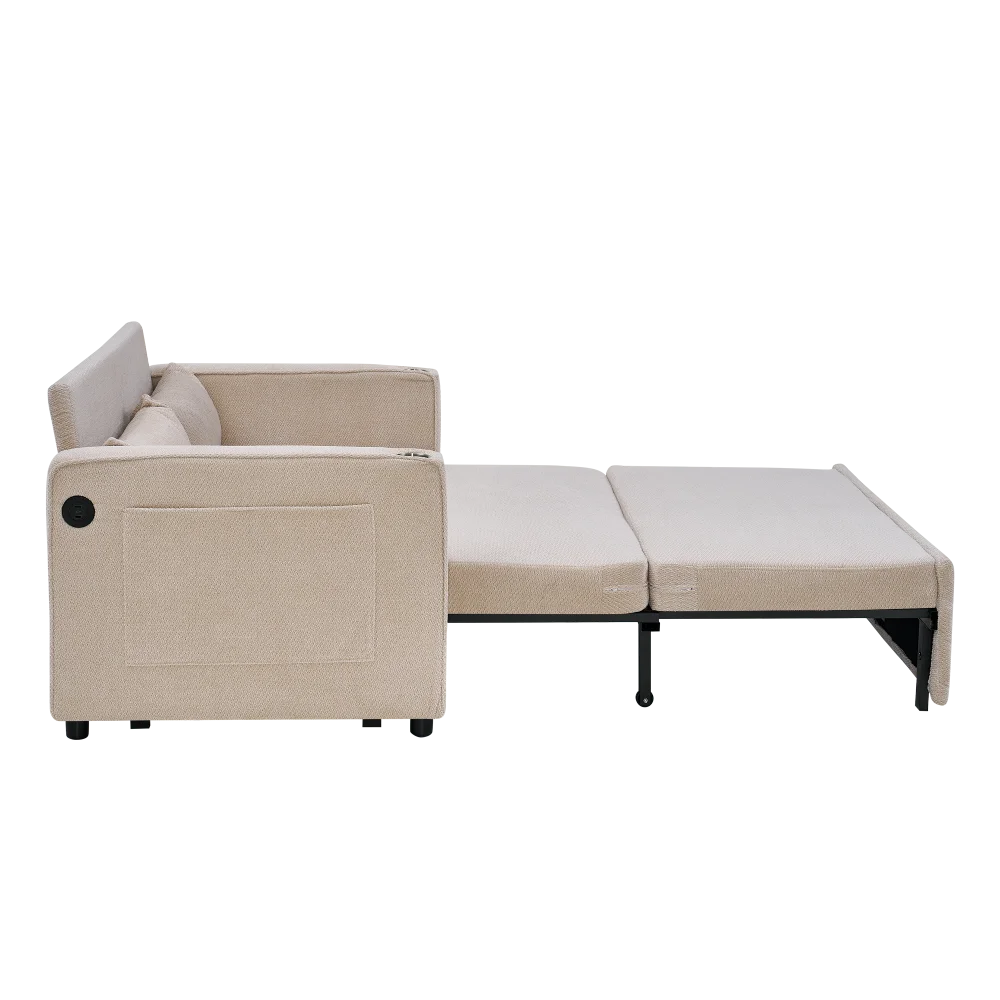 Canapé-Lit 2 Places Light Luxury Coulissant avec USB – Design Élégant Multifonction