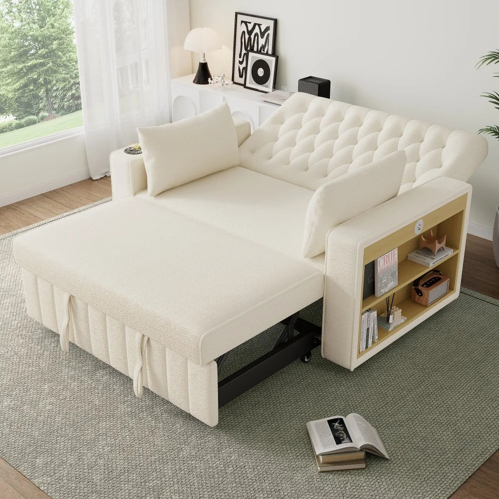Canapé-Lit Pliant PINGGO Multifonction avec Rangement, USB & Porte-Gobelet – Gain de Place