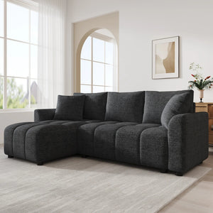 Canapé d'Angle Convertible en L Chenille – Confort Élégant pour votre Salon