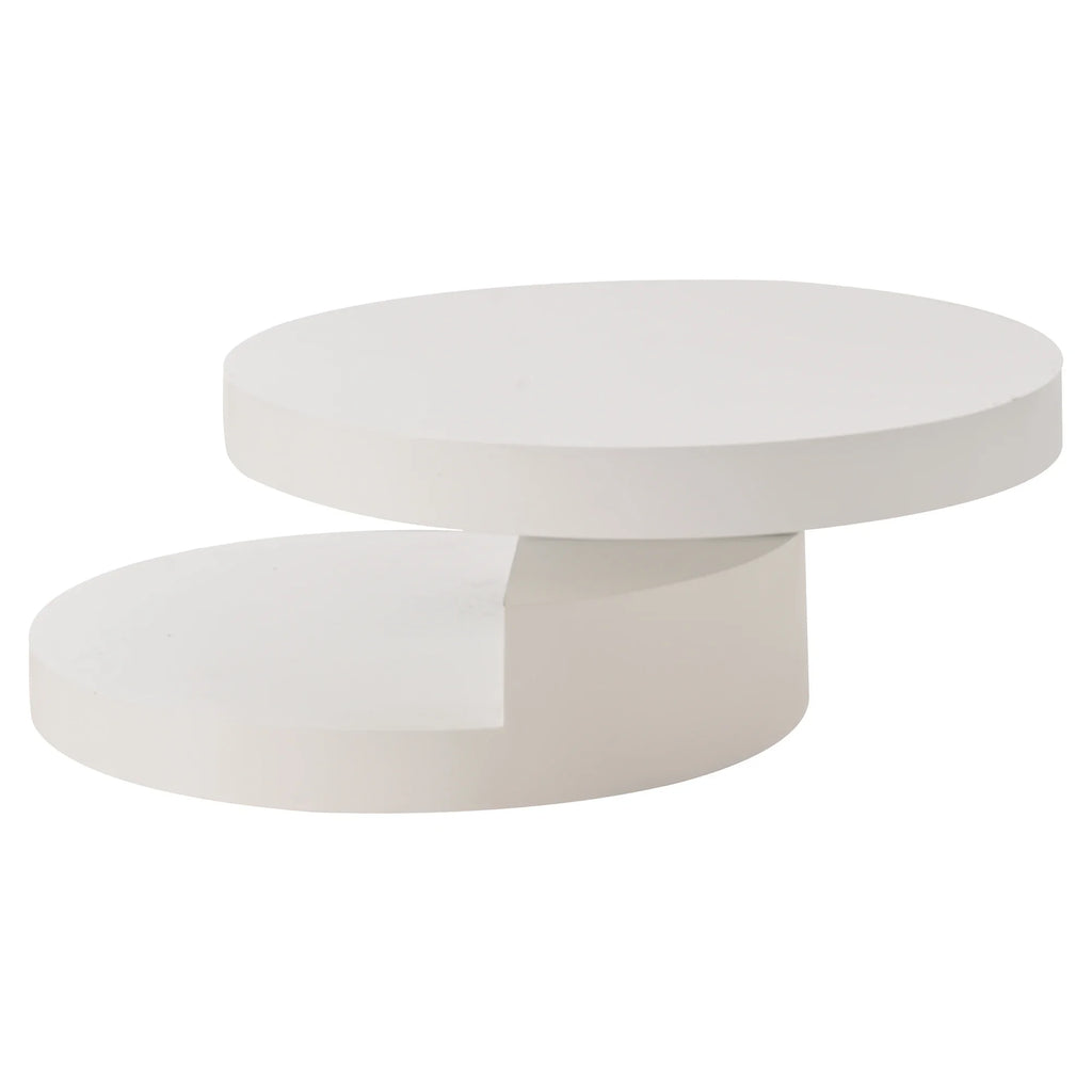 Table Basse Ronde Blanche Pivotante 360° avec LED – Design Cylindrique Moderne 70x70cm