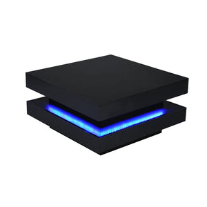 Table Basse Carrée Noire LED Multicolores 70x70cm – Ambiance Moderne pour le Salon