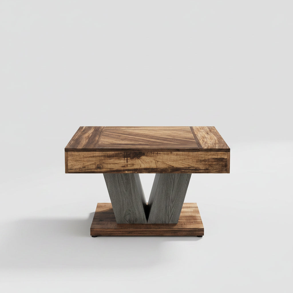 Table Basse Carrée Tribesigns 80cm Brun Rustique & Noir – Bois Solide, Style Chaleureux