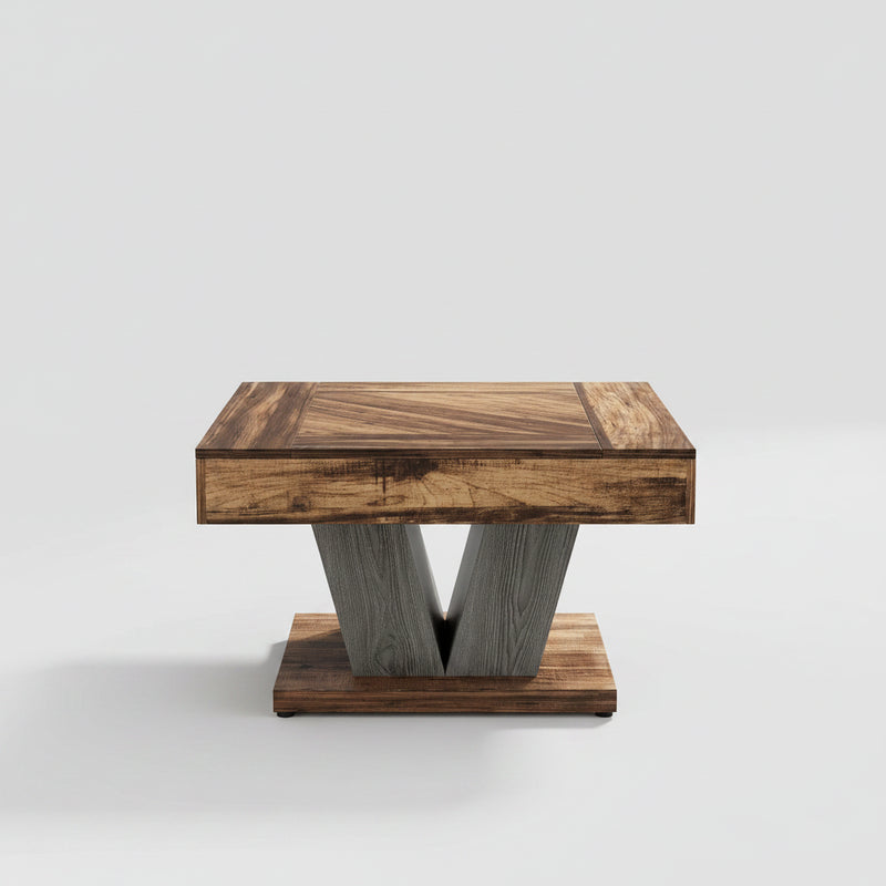 Table Basse Carrée 80cm – Bois Solide, Style Rustique Chaleureux