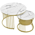 Duo de Tables Gigognes Marbre & Laiton Doré – Élégance Intemporelle pour Salon Cocooning