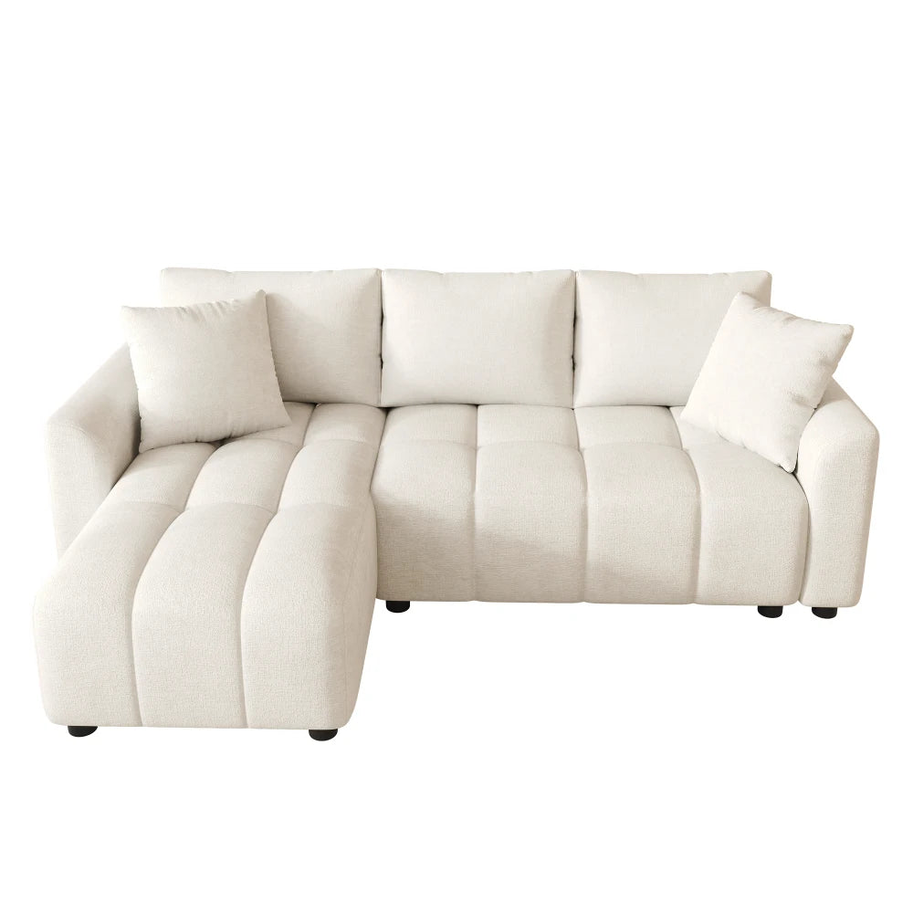 Canapé d'Angle Convertible en L Chenille avec 2 Coussins Décoratifs – Confort Élégant Salon