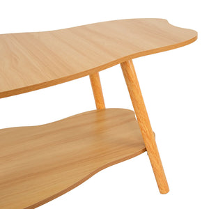 Table Basse en Bois Style Nuage 100x50cm – Chaleureuse avec Étagère de Rangement