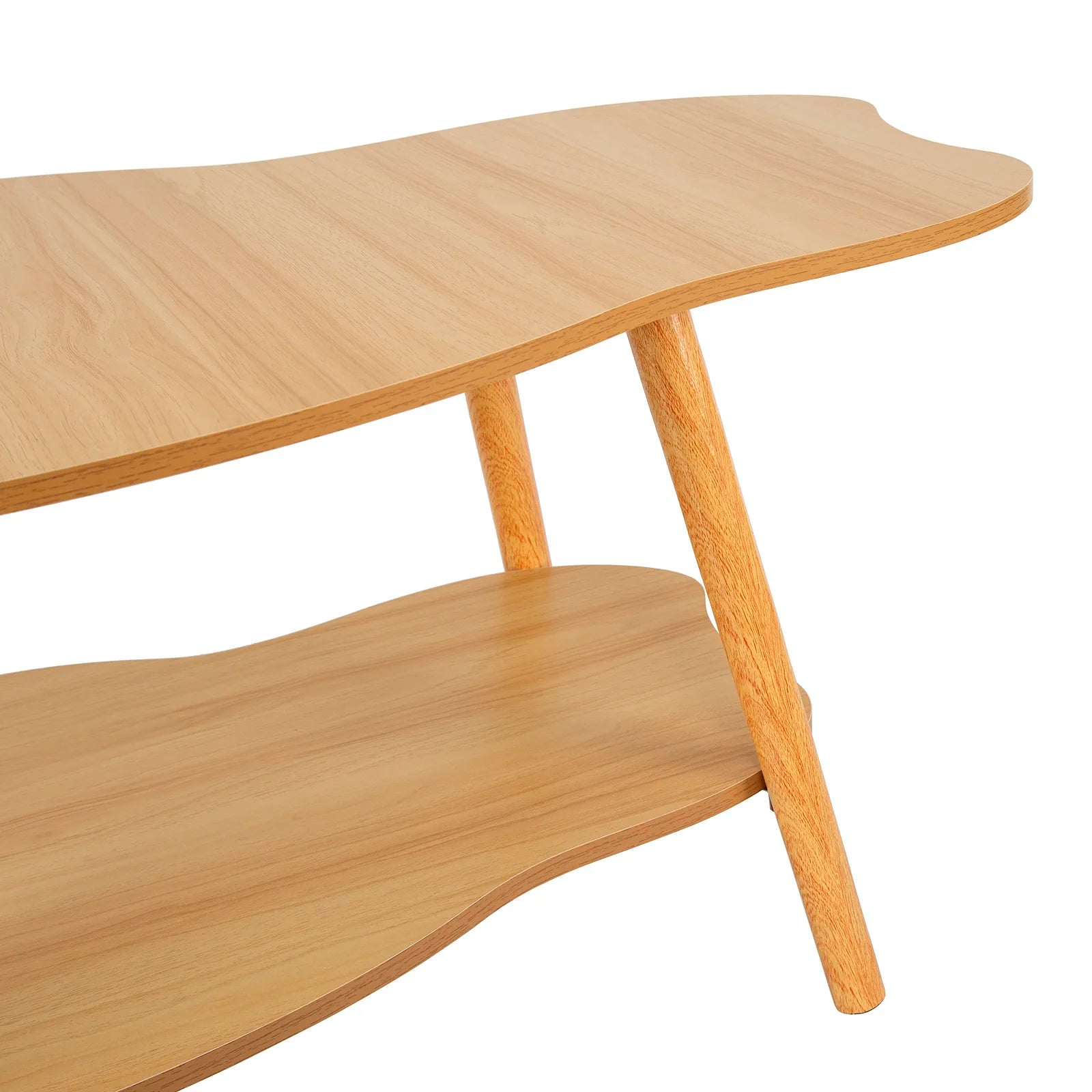 Table Basse en Bois Style Nuage avec Étagère de Rangement 100x50cm – Design Organique Chaleureux