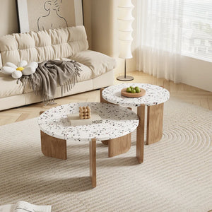 Set de 2 Tables Basses Pliantes Beige – Pratiques en Intérieur comme en Extérieur