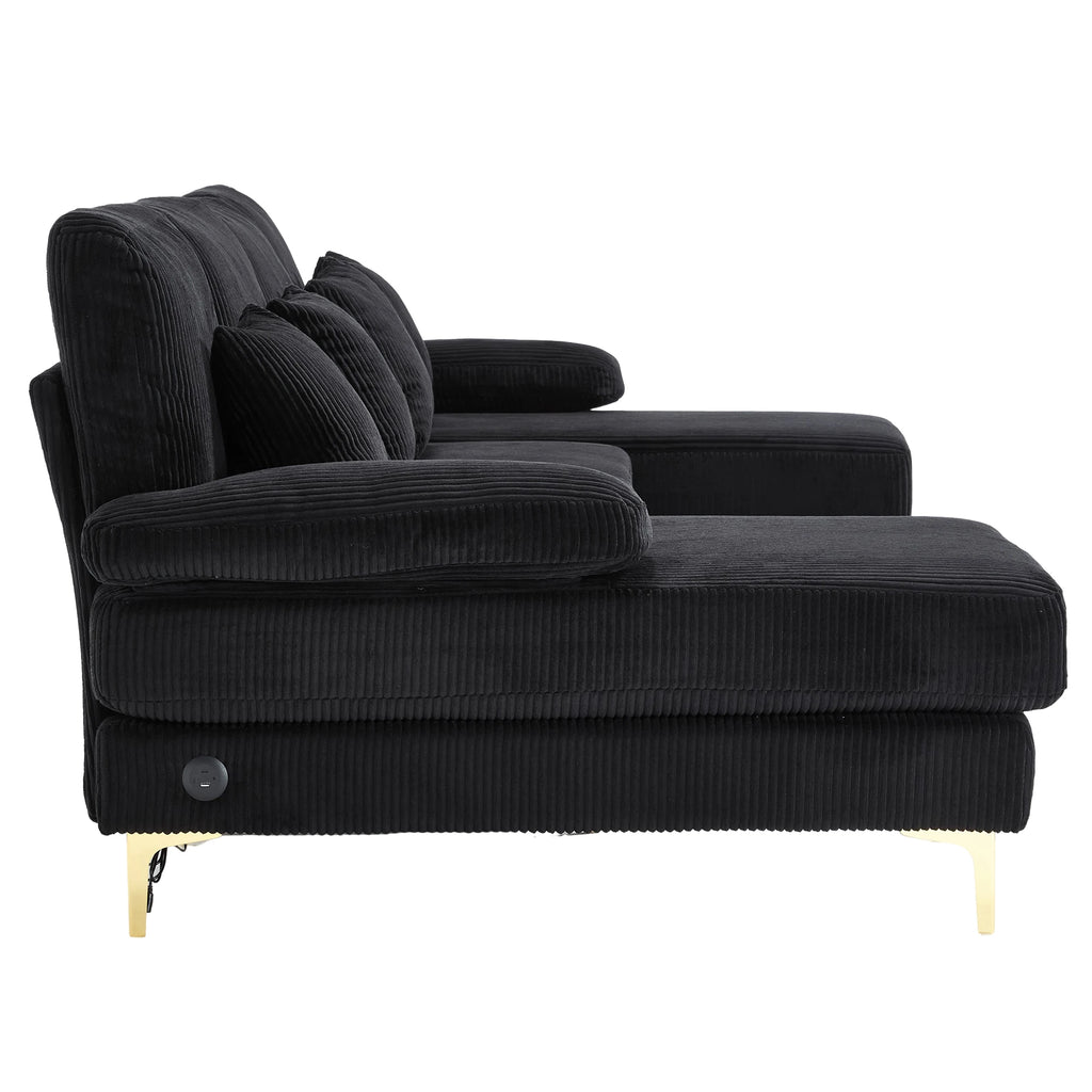 Canapé Sectionnel en U LVHOM Velours avec LED & USB – Grand Confort Convivial