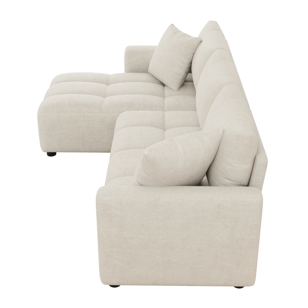Canapé d'Angle Convertible en L Chenille avec 2 Coussins Décoratifs – Confort Élégant Salon