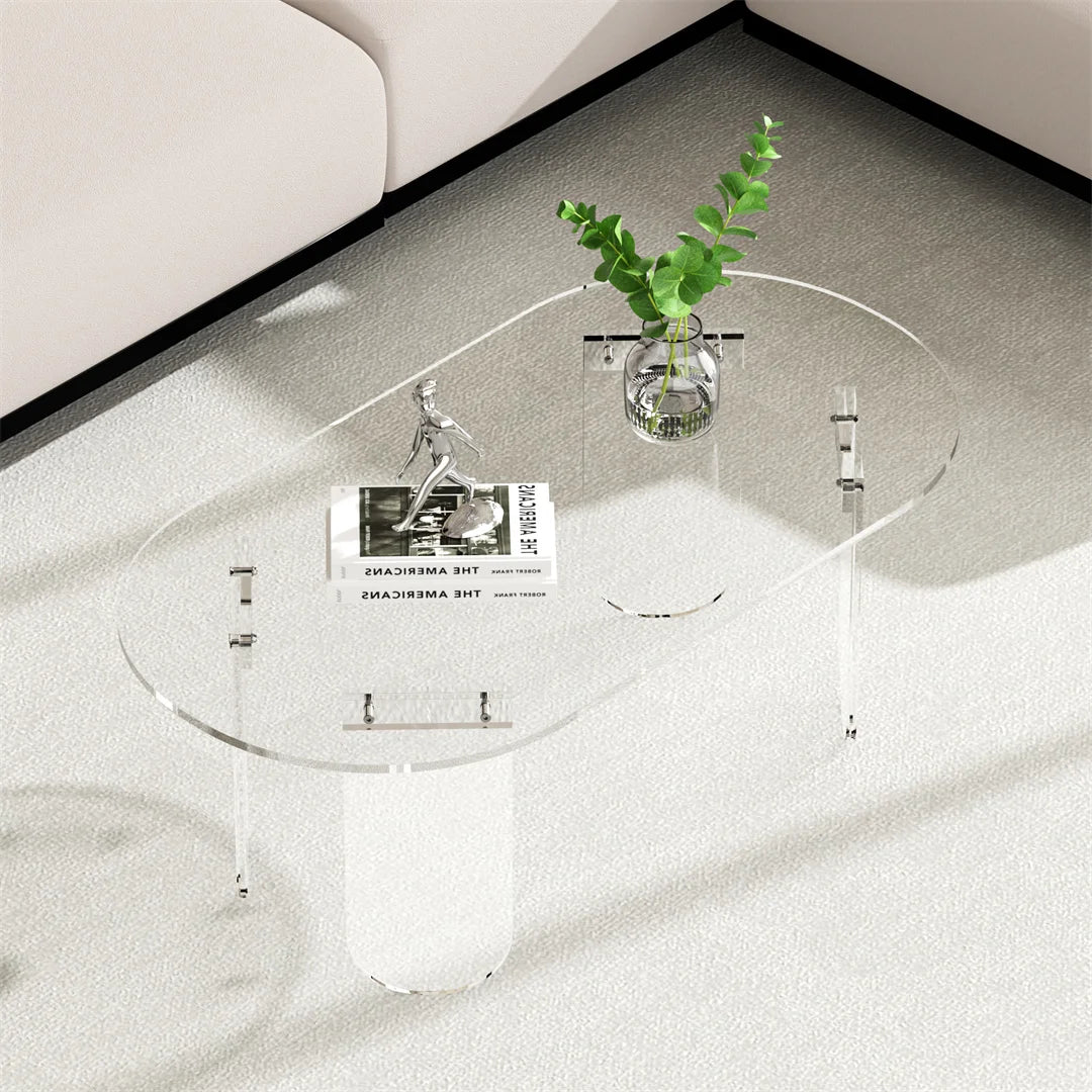 Table Basse Acrylique Transparente Irisée – Design Aérien pour Petit Salon