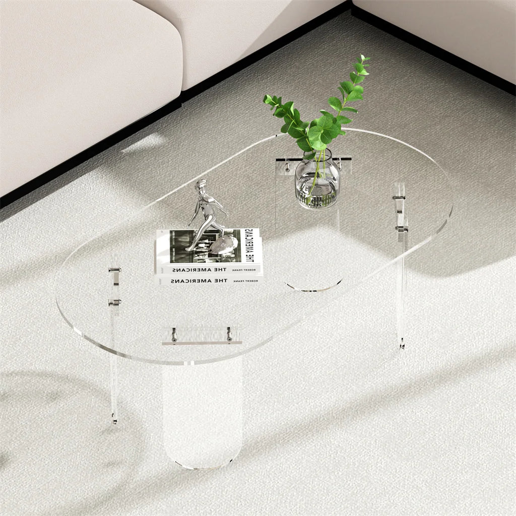 Table Basse Acrylique Transparente Irisée – Design Aérien pour Petit Salon