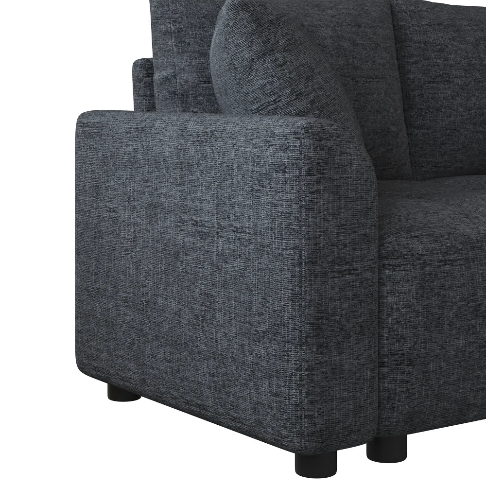Canapé d'Angle Convertible en L Chenille avec 2 Coussins Décoratifs – Confort Élégant Salon